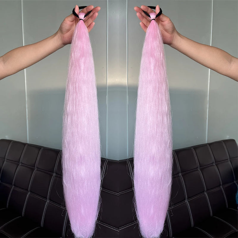 Extensões de Cabelo Coloridas – Rabo de Cavalo Reto com Laço Elástico | 24” | Kit com 2 Unidades