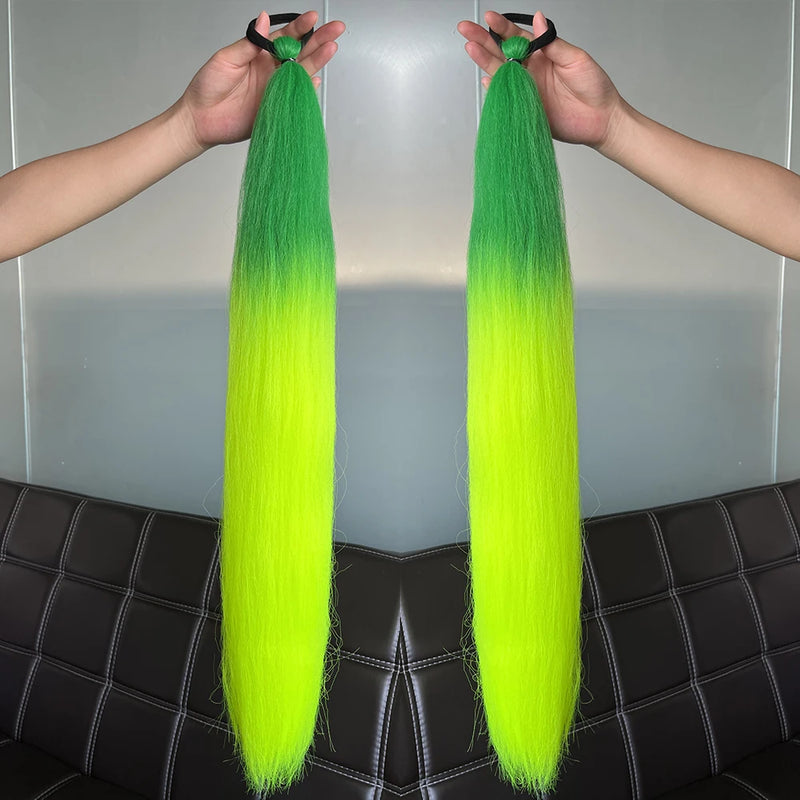 Extensões de Cabelo Coloridas – Rabo de Cavalo Reto com Laço Elástico | 24” | Kit com 2 Unidades