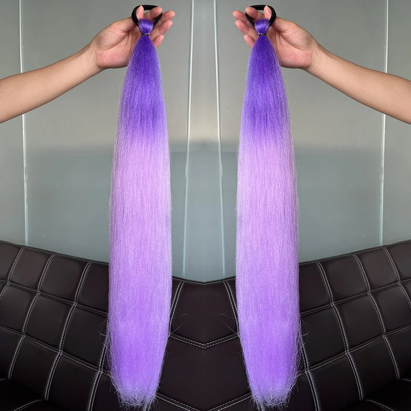 Extensões de Cabelo Coloridas – Rabo de Cavalo Reto com Laço Elástico | 24” | Kit com 2 Unidades