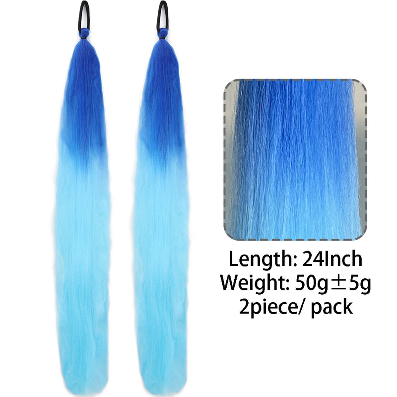 Extensões de Cabelo Coloridas – Rabo de Cavalo Reto com Laço Elástico | 24” | Kit com 2 Unidades