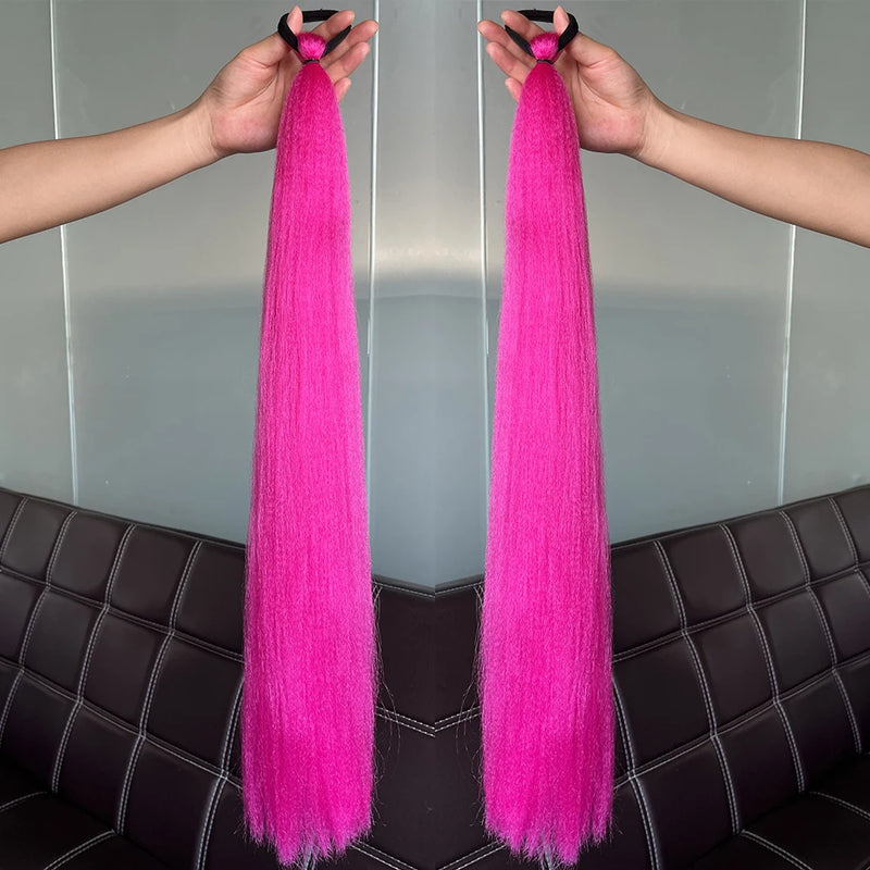 Extensões de Cabelo Coloridas – Rabo de Cavalo Reto com Laço Elástico | 24” | Kit com 2 Unidades