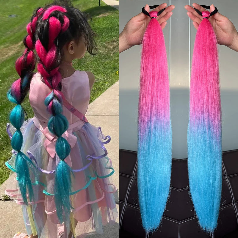 Extensões de Cabelo Coloridas – Rabo de Cavalo Reto com Laço Elástico | 24” | Kit com 2 Unidades