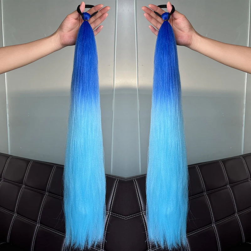 Extensões de Cabelo Coloridas – Rabo de Cavalo Reto com Laço Elástico | 24” | Kit com 2 Unidades