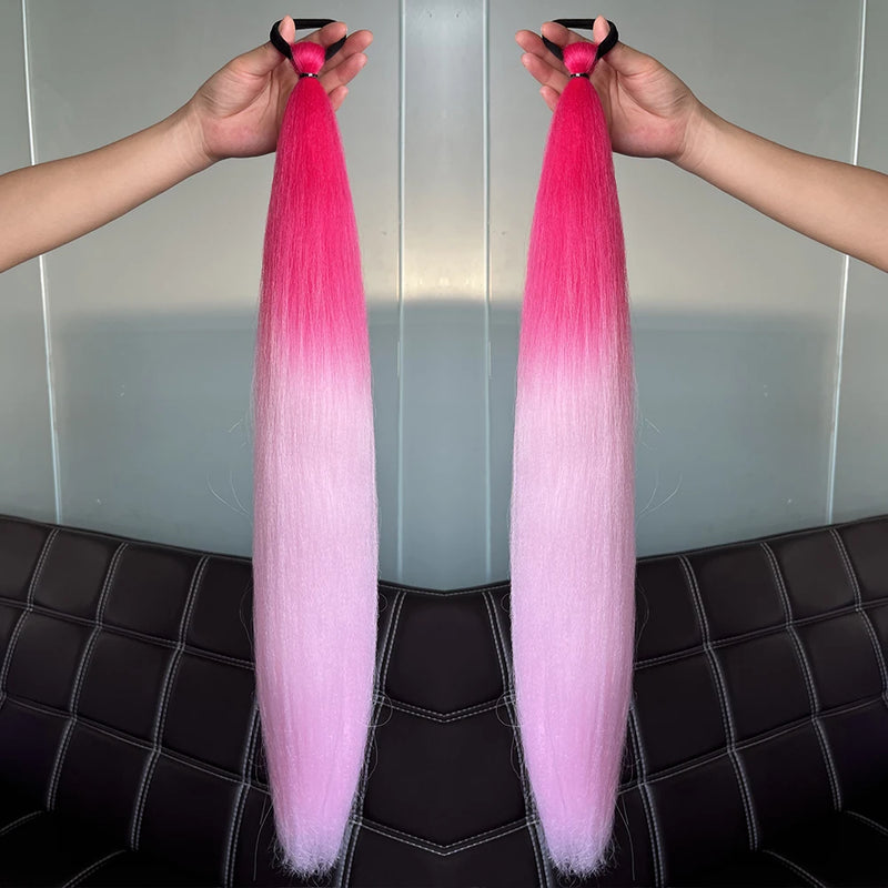 Extensões de Cabelo Coloridas – Rabo de Cavalo Reto com Laço Elástico | 24” | Kit com 2 Unidades