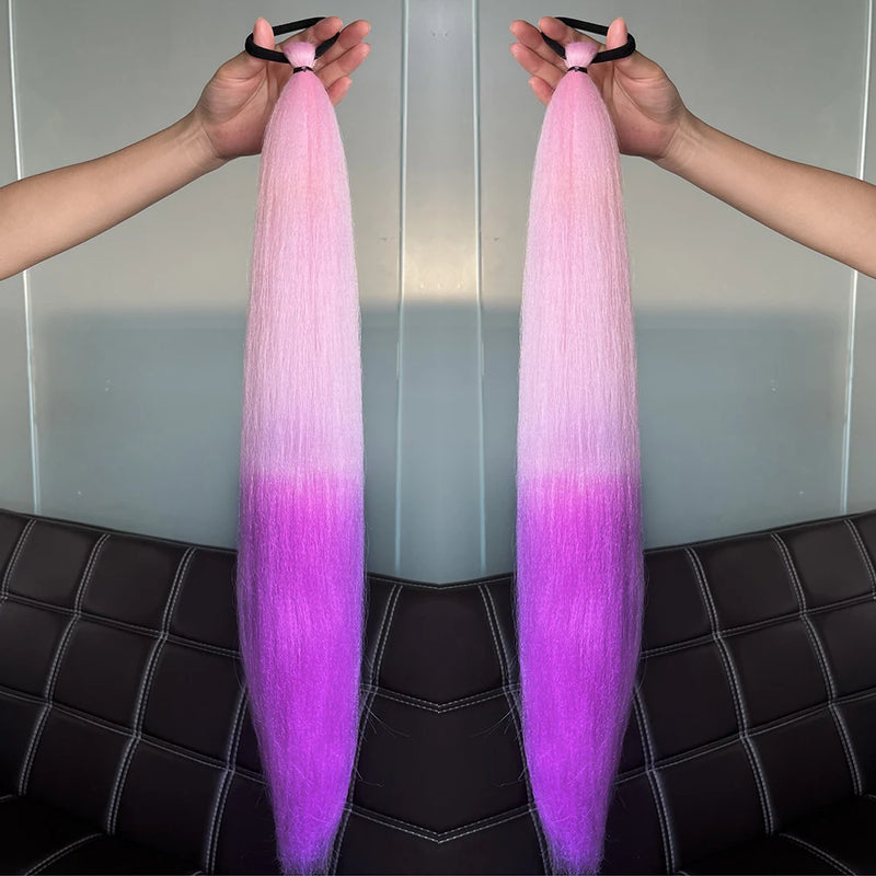 Extensões de Cabelo Coloridas – Rabo de Cavalo Reto com Laço Elástico | 24” | Kit com 2 Unidades