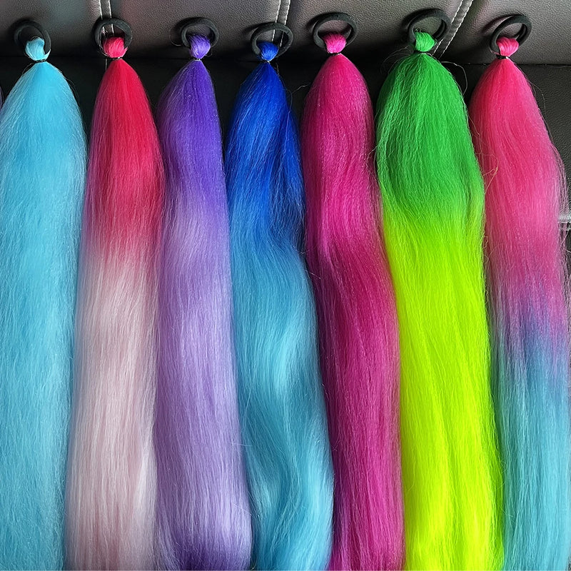 Extensões de Cabelo Coloridas – Rabo de Cavalo Reto com Laço Elástico | 24” | Kit com 2 Unidades